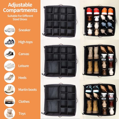 2 Pack Shoe Organizer for Closet (Black)