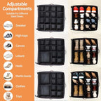 2 Pack Shoe Organizer for Closet (Black)