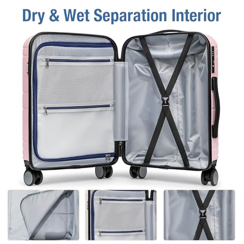 Carry On Luggage 22x14x9 Airline Approved (Pink)