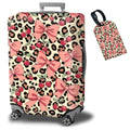 Luggage Cover Suitcase Protector Plus 1 Luggage Tag (Coquette Pink Bows Leopard / L)