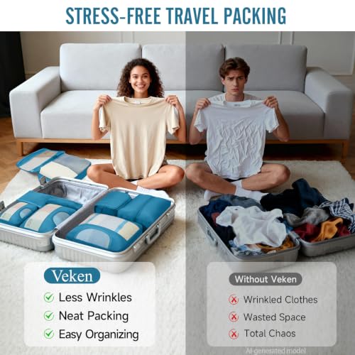 8 Set Packing Cubes for Travel Essentials (15 Ocean Blue)
