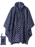 Adult Rain Poncho Waterproof Hooded Zipper Raincoat with Pockets (One Size / Point-blue)