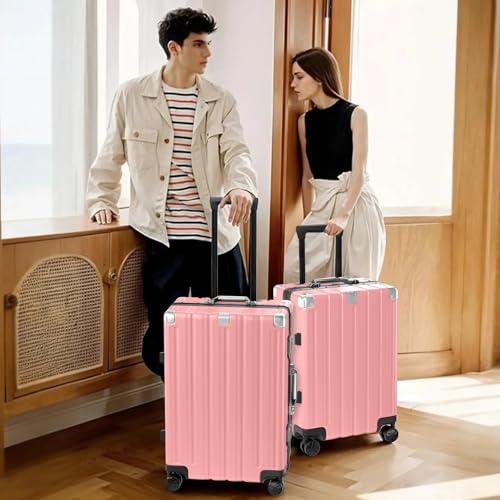 Zipperless Luggage with Spinner Wheels 100% PC Hardside 24in Suitcase (Pink / Medium (24 Inch))