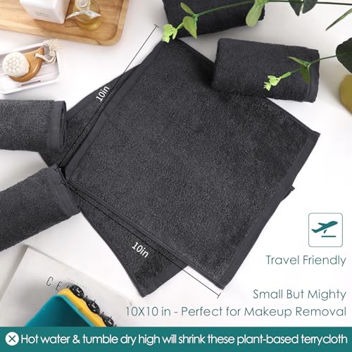 Face Washcloths 12 Pack (Grey / 10x10 inch-12 Pack)