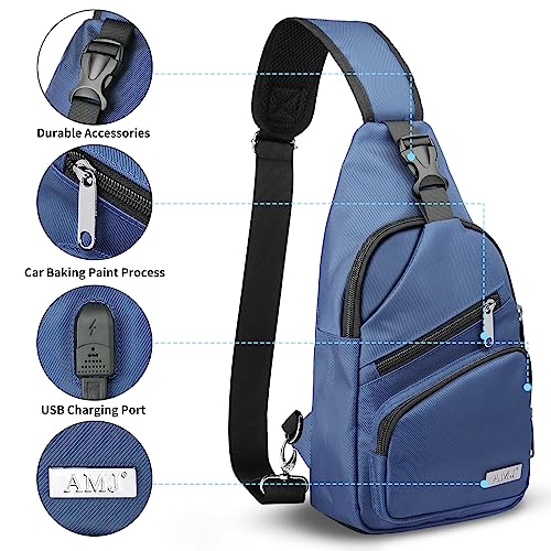 Crossbody Sling Bag Men (Blue / Large)