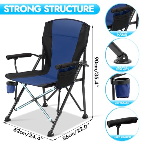 2 Pack Camping Chairs for Adults (Blue-black / Twin Pack)