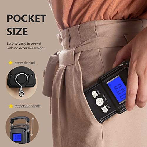 Luggage Scale Digital Suitcase Weighing Fish Portable for Travel (Jet Black)