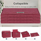 Storage Bins with Lids Fabric Closet Organizers Cubes Office Organization (Bright Red / Large -3 Pack)