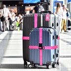 8 Pcs Luggage Straps Suitcase Tags Set for TSA Approved (Pink / Airplane)