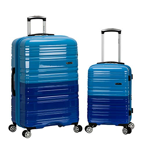 Melbourne Hardside 2 Piece Expandable Spinner Wheel Luggage Set (Two Tone Blue / 2 Piece (20"/28"))