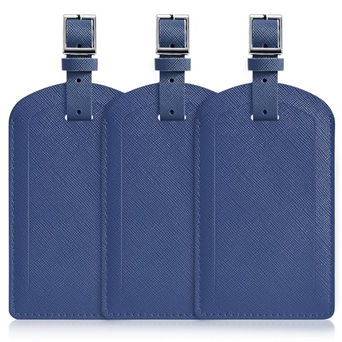 3 Pack Luggage Tags for Suitcases (Navy Blue)
