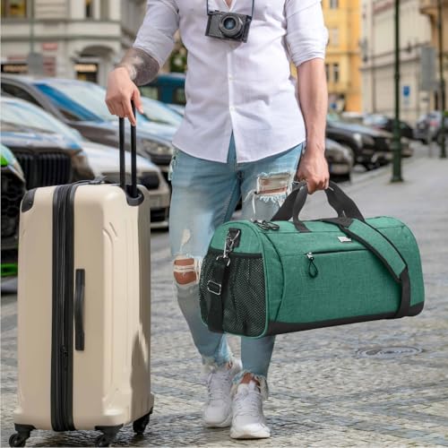 Gym Bag for Women & Men (Textured Green / Large - 23 x 12 x 12″)