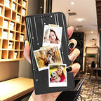 Custom Flip Wallet Case for iPhone 17 16 15 14 13 12 11 Air Pro Max Mini XR XS 7 8+ Plus iP Phone with Card Holder Black (Black-B)