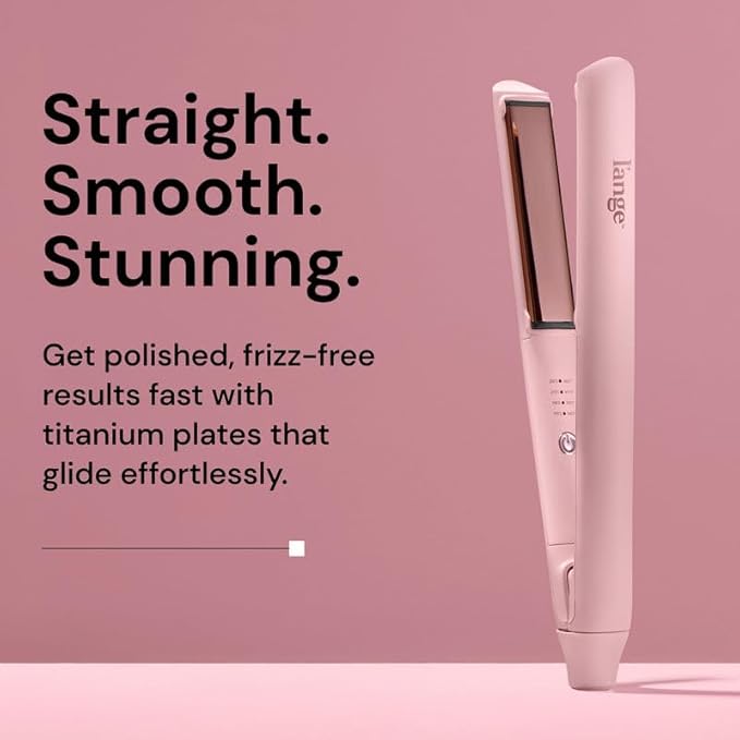 L'ANGE HAIR Straight Forward Titanium Flat Iron – 1” Floating Plates | Dual Voltage | 360° Swivel Cord | Auto Shut-Off | Safety Cool Tips | Ideal for Straightening, Curling, and Waving (Blush)