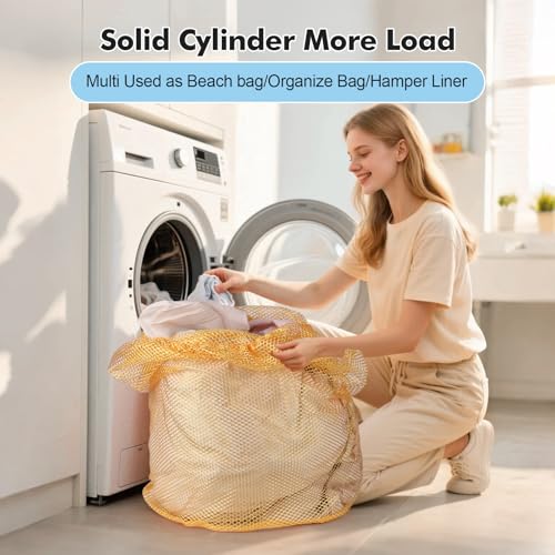 3Pcs Mesh Laundry Bags Washing Machine Mesh Wash Bags Jumbo for Delicates Clothes (Yellow / Jumbo 3 pcs)