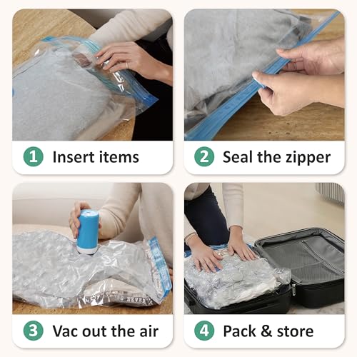 Travel Vacuum Storage Bags with Rechargeable Cordless USB Pump (Combo)
