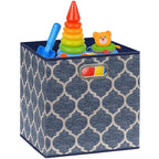 11 Inch Foldable Cube Storage Bins with Handle (6 Pack - 10.5" x 10.5" x 11" / Steel Blue)