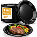 10 Inch Black Plastic Plates (Black / 100 Pcs)