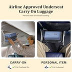 Expandable 16 Inch Underseat Carry On Luggage Airline Approved (Navy Blue / 16 Inch Underseat EXT)