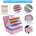 Fireproof File Organizer Bag with 13 Pockets Accordion File Folder (Pink / 15.1" x 11.2" x 4.3",Colorful)