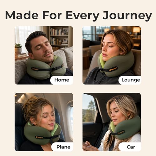Ergonomic Travel Neck Pillow for Airplanes & Cars (Medium (Neck Size: 12.8"-14.3"))