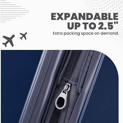 Carve 20 Inch Carry On Expandable Hardside Upright Suitcase with 360° Spinner Wheels (Navy / Carry-On)