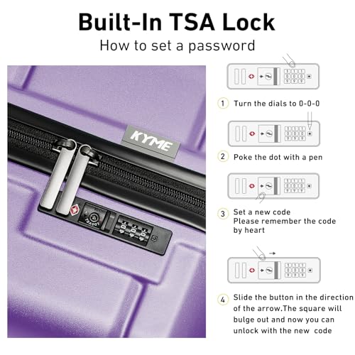 Luggage Sets 2 Piece Suitcase Set Hardshell 20 inch (Lt Purple / 2-Piece Set (20/24))