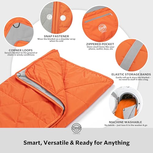 Large Waterproof Outdoor Stadium Blanket (01 - Game Day Orange)