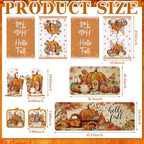 10 Pcs Fall Pumpkin Kitchen Decor Set Kitchen Towels Pot Holders Oven Mitts and Rugs Set Thanksgiving Towels for Baking Cooking BBQ Autumn Home (White, Orange / Maple Leaf)