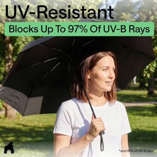 Compact Travel Size Umbrella for Rain (Sky Blue Clouds + Black)