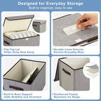 Large 17" 42 Quarts Collapsible Stackable Storage Bins with Lids [3 (Gray / Large - 3 Pack)