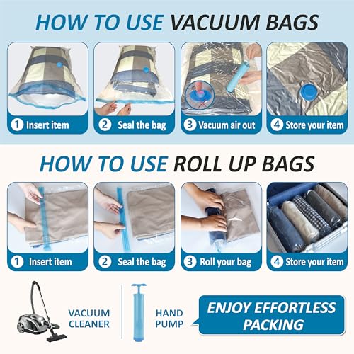 Vacuum Storage Bags with Hand Pump (Combo)