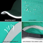 Baseball Cap Nylon Running Cap Outdoor Sports Hat for Men Women Adjustable Quick Drying Reflective Foldable UPF50+ Breath Mesh Water Repellency Race Performance Lightweight Green (6 7/8-7 1/2 / Green)