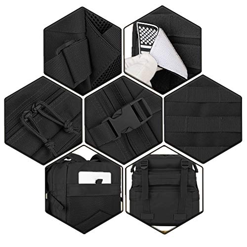 45L Military Tactical Backpacks For Men Camping Hiking Trekking Daypack Bug Out Bag Lage MOLLE 3 Day Assault Pack (0.1 Black)