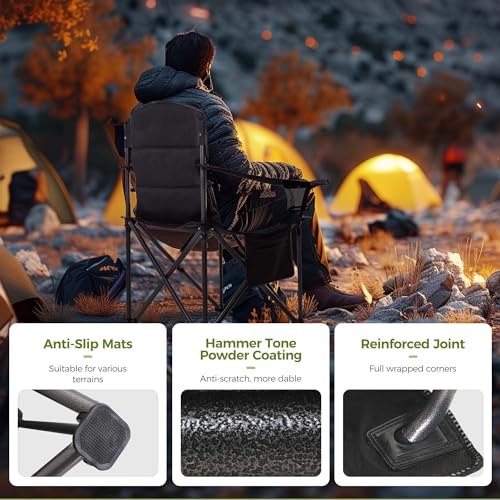 Oversized Fully Padded Camping Chairs with Lumbar Support (Green / 1PC)
