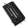 7" Dog Grooming Scissors Set with Rhinestone Accent (Bright Black)