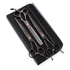 7" Dog Grooming Scissors Set with Rhinestone Accent (Bright Black)