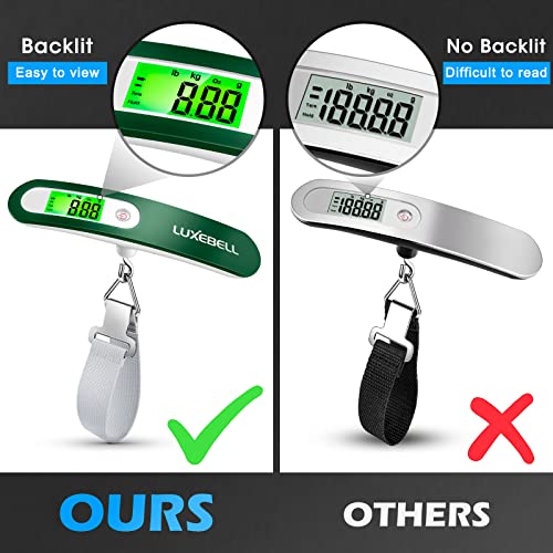 Digital Luggage Scale Vacation Travel Essentials Accessories Gifts for Traveler Portable Suitcase Handheld Weight Scale 110 lbs Hanging Baggage Travel Must Haves (Green)