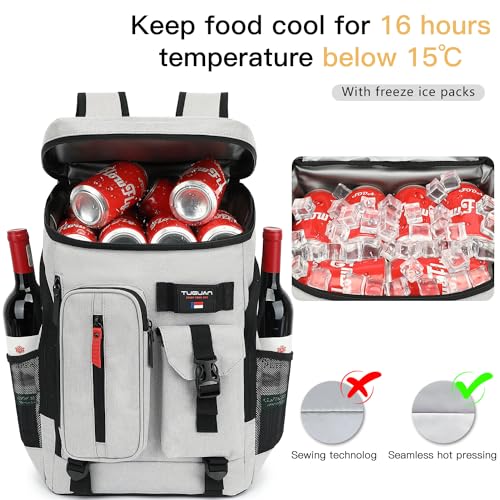 36 Cans Backpack Cooler Insulated Leakproof Soft Large Cooler Bag (Grey)