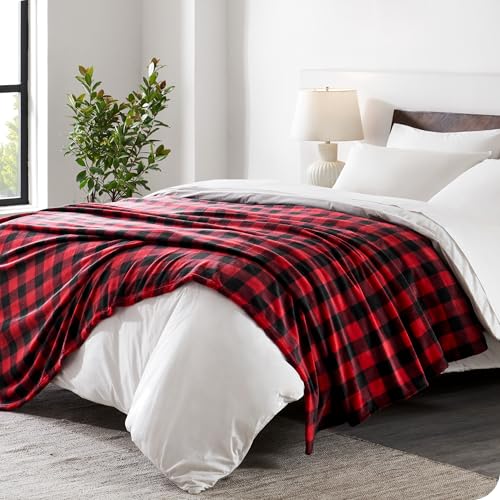 Fleece Blanket Microplush (King / 39 - Buffalo Plaid - Red/Black)