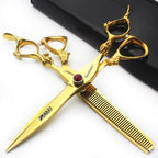 Professional Hair Clipper Set - 6/7/7.5/8/9-inch Stainless Steel Sharp Blades for Hairdressers (7 inch-2pc-A)