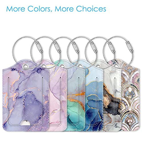 Luggage Tags Privacy Cover ID Label for Travel Bag Suitcase (Lilac Marble)