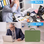 Fireproof File Organizer Bag with 13 Pockets Accordion File Folder (Green / 15.1" x 11.2" x 4.3",Colorful)