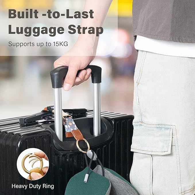 Travel Carry Strap with Ring Hooks and Buckle (Enchanting Blossom)