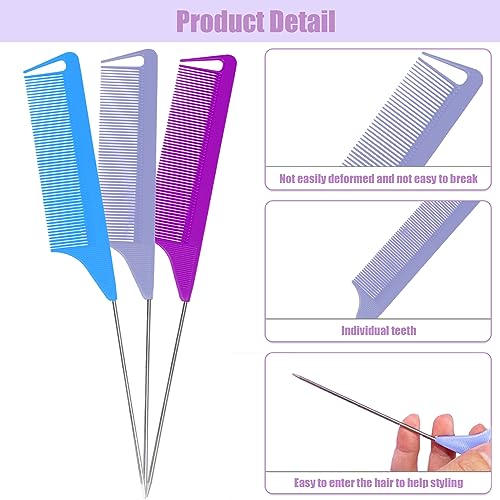 10 PCS Rat Tail Combs Set (Rainbow)