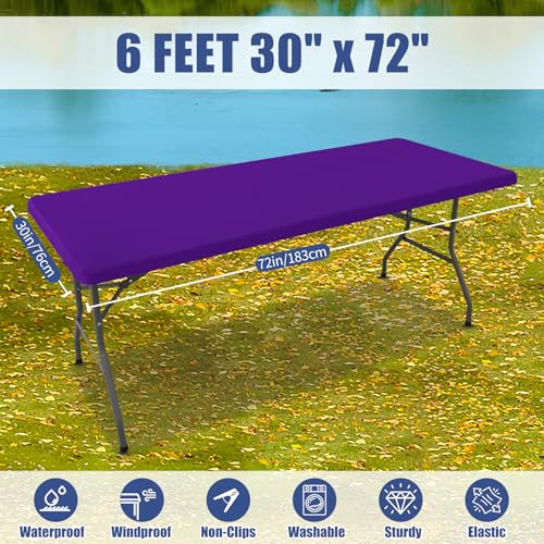 2 Pack Rectangle Spandex Fitted Table Cloth (Purple / 72" x 30" (Rectangular))