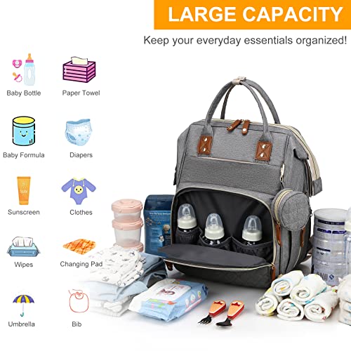 Diaper Bag with Changing Station (Grey)