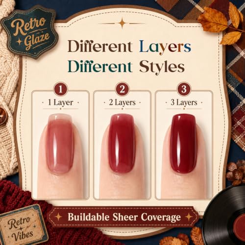 Beetles Jelly Gel Nail Polish Set (A - Brown Red Orange | Retro Glaze)