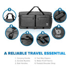Travel Duffle Bag for Women & Men. Extra Large Foldable Duffel Bags (120L / SnowBlack)