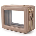 Large Clear Makeup Bags (Taupe / Dual Layer)